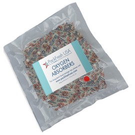 PackFreshUSA: 250 Pack - 50cc Oxygen Absorber Packs - Food Grade - Non-Toxic - Food Preservation - Long-Term Food Storage Guide Included
