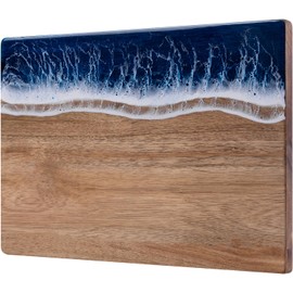 gzcmxh Resin Cutting Board, Handmade Charcuterie Board with Wave Pattern for Kitchen, Cheese, Meat, Vegetable, Steak (blue wave)
