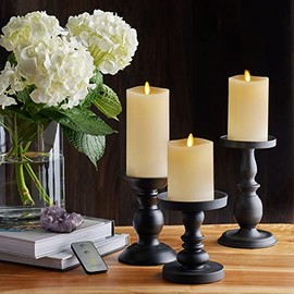 Luminara - Juego de 3 velas LED realistas sin llama de color marfil, iluminación superior derretida con llama en movimiento seguro para el hogar, cont