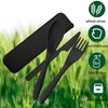 Reusable Utensils set with Case, 2 Sets Portable Wheat Straw