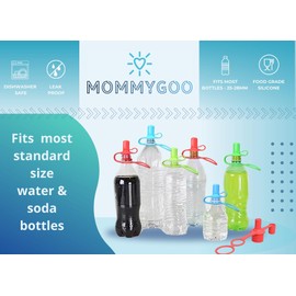 Mommygoo Universal Silicone Sippy Cap for Toddlers – Spill-Proof Bottle Top – BPA-Free, Food-Grade – Fits Most Bottles – Reusable with Travel Pouch – 5-Pack (Assorted Colors)