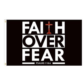 YERCHIC Faith Over Fear Flag 3x5ft Bible Scripture Verse Christian Banner for Garage Indoor Outdoor Room Man Cave Wall Decoration