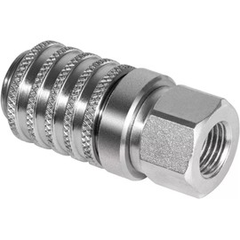 TEXVOKIE PD242 Series Steel Test Port and Diagnostic Equipment Quick Coupler with Female Pipe Thread, 1/8" Body Size, 1/4"-18 NPTF Thread Size, 2.12" Length