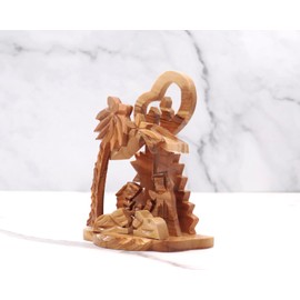 Handmade Olive Wood Nativity Scene – Holy Family from the Holy Land, Perfect Indoor Christmas Decoration for Mantle, Table or Under the Tree