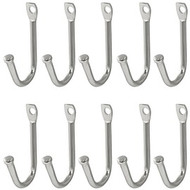 Bonsicoky 10 Pack Silver Single Prong Wrought Iron Hooks with Screws, Decorative Colonial Wall Hooks for Keys, Hats, Clothes, Towels