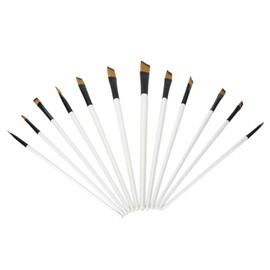 Agatige 12PCS Paint Brushes, Anti-Shedding Nylon Hair Flat Shader Tip Artist Paintbrushes Multipurposes Paintbrushes Set for Watercolor Acrylic Ink Gouache Oil and Tempera Painting, Angle Tip