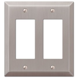 AMERELLE 163RRBN Century Double Rocker Steel Wallplate in Brushed Nickel