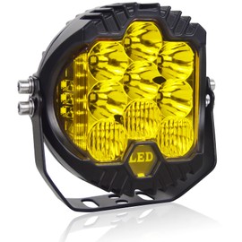 AUXTINGS 7 inch 75W Amber Side Shooter LED Work Light Bar Off Road Driving Light Yellow Spot Flood Driving Lamp IP67 Waterproof Fog Lights for Jeep Truck ATV SUV Car Boat Camping Vehicles,DC 12V-24V