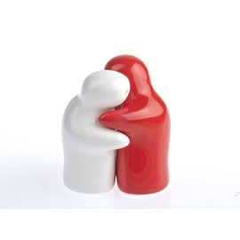 by-Bers.de Salt and Pepper Spirits Hugging Lovers Ghost MiniBoos Ceramic Salt and Pepper Shaker Set Red