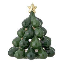 Bloomingville Elof 82062322 Tea Light Holder Christmas Tree Stoneware 12 x Height 13.5 cm Green