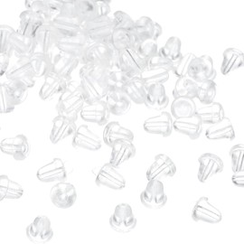 PATIKIL 100 Stück Ohrring-Verschlüsse, Silikon-Verschluss, Ohrring-Stopper, sicherer Verschluss-Anhänger für Ohrstecker, schwere Hängeohrringe, transparent, 0,4 cm