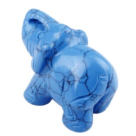 SUNYIK Blue Howlite Turuoise Elephant Pocket Statue Kitchen Guardian Healing Figurine Decor 1.5"