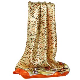 prinfantasy Ladies Scarf Winter Wedding Gift Scarfs for Women Handbag Accessories Satin Square Neck Scarf Bandanas Lightweight Leopard Printed Neckerchief Hair Wrap SD09277