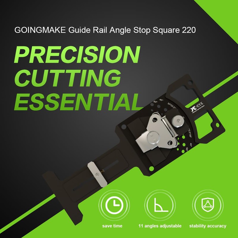 Adjustable Angle Track Saw Square with -60° to 60° Quick