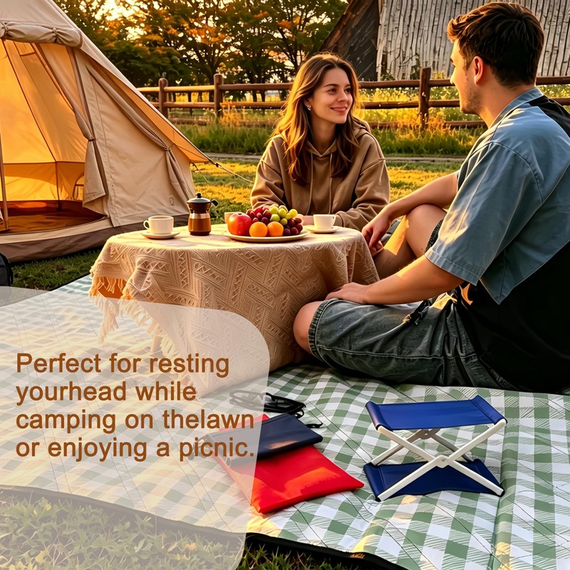 Portable Outdoor Headrest with Hanging Storage Pocket – Foldable Neck