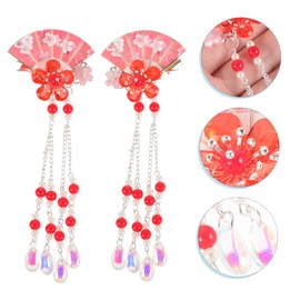 Mikinona 2pcs Flower Fan Hairpins with Tassel and Decoration Elegant Hair Accessories for Women Durable Clips for Parties Weddings and Everyday Wear