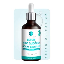 Pureza Natur Serum Facial Ácido Glicólico + Salicílico Hidratante | Suero Antiedad Con Aha, Bha, Acido Hialurónico Reductor De Sebo 50ml