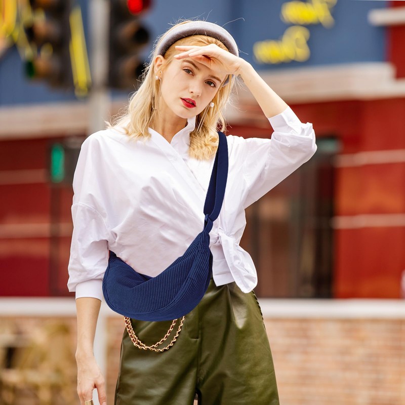 JENCVNL Corduroy Crescent Bag for Women, Dumpling Bag Hobos Crossbody