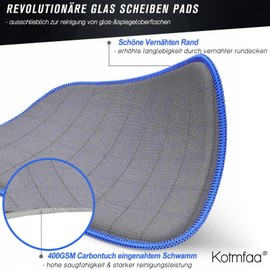 4 x carbon pads with absorbent core, microfibre glass cloths, car window cloth, window cleaning cloth for easy gentle cleaning of your windows, scratch-free and without streaks, 16 x 22 cm