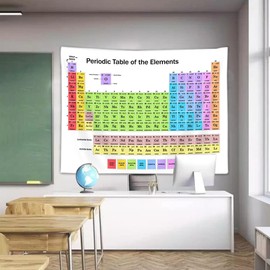 Jipusai Updated Periodic Table Poster Tapestry Classroom Decor, High School Chemistry Science Teaching Studying Periodic Table Tapestries, Large Fabric Educational Wall Hanging Tapestry 80x60 IN