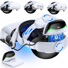 Elite Strap für Meta Quest 3/Quest 2 Headstrap Zubehör, magnetische Verbindung-13400 mAh Akku komfortables VR Kopfband kompatibel mit Quest 3 Headstrap, Reduziert Gesichtsstress