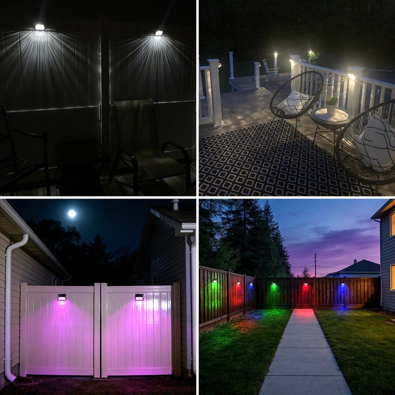 Tadyreal Solar Fence Lights Outdoor Waterproof Ip65, 10 Lighting Modes