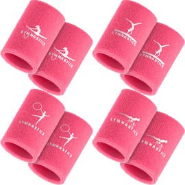Blosssound 4 Pairs 3.9 Inch Gymnastics Sports Wristbands for Kids Wrist Sweatbands Polyester Cotton Wrist Bands Sweat Band for Wrist Gym(Pink)