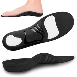 Plantillas para Fascitis Plantar, Plantillas Ortopédicas para Hombre, Plantillas para Zapatos con Apoyo de Arco, Plantillas de Gel para Pie Plano, Plantillas Deportivas Amortiguadoras y Antifatiga, Aliviar el Dolor de Pies y Talones (39-42 Negro)