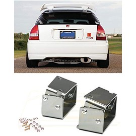 for 1996-2000 Honda Civic Hatchback EK9 Models | EOS Type-R Spoiler JDM CTR Wing Riser Alex Tilt Mount Bracket (Anodized Silver)