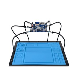 Kaisi Helping Hands Soldering Station with Soldering Mat,6 Flexible Arms Third Hand Tool Heat-Resistant Silicone Solder Mat Base Soldering Kit Helping Hands for Electronic Repair Soldering Jewelry DIY