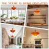 Qepeety Mid Century Ceiling Light Fixtures Orange Chandelier 3-Layer Gold