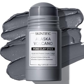 SKINTIFIC Deep Pore Cleansing Blackhead Remover Face Mask Stick, Mud Mask with Natural Alaska Volcano Clay, Gentle Exfoliating, Smoothing Skin, Non-Drying, Skincare Facial Mask