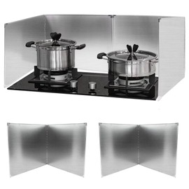 Amundo 2 Pieces Grease Splatter Guard 2 Sided Foldable Stainless Steel Splatter Guard Oil Splash Guard for Grease Stainless Steel Backsplash for Stove Frying Pan Splatter Guard (15.7" X 11.4")