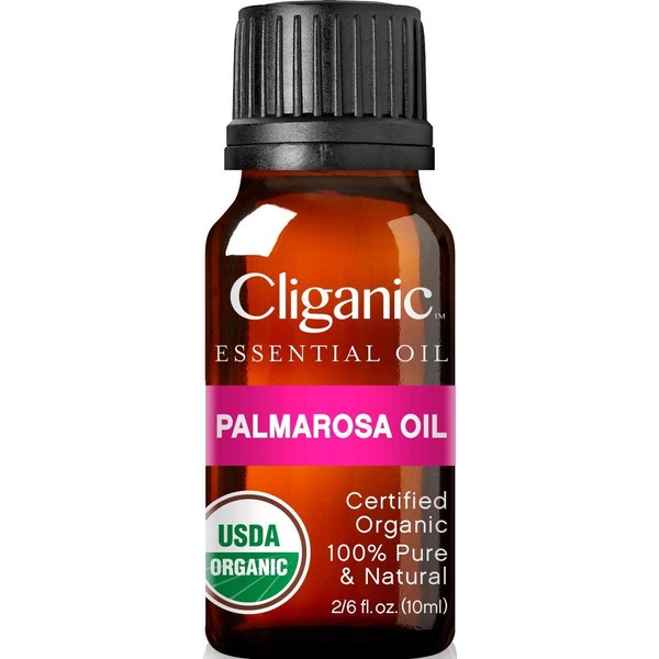 Cliganic USDA Organic Palmarosa Essential Oil, 100% Pure Natural Undiluted (10ml), for Aromatherapy | Non-GMO Verified