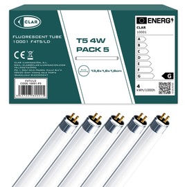 CLAR CLAR - Leuchtstoffr?hre, Leuchtstoffr?hren, T5 Leuchtstoffr?hre, T5 4W, Leuchtstoffr?hre T5, Leuchtstoffr?hre Unterbauleuchte, Cold White 13,6 x 1,6 cm (4 Watts T5, Pack 5)