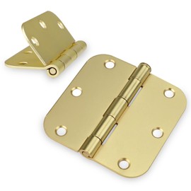 Haidms 18 Pack Satin Brass Door Hinges 3.5 Inch Bifold Brushed Gold Interior Door Hinges with 5/8'' Radius Corner Removable Pin