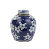 Blue and White Cherry Blossom Porcelain Ginger Jar 6"