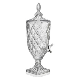 0.8 Galllon Glass Drink Dispenser for Parties with Spigot Glass Iced Beverage Dispenser with Lid Wide Mouth Beverage Server for Party Bar Wedding Decoration