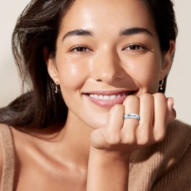 Gleamart Stainless Steel Rotating Ring Spinner Fidget Rings Inspirational Anxiety Ring Worry Relieving Ring Size 9