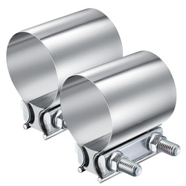 WYSIWYKA 2 Pack 2.5 Inch Exhaust Clamp,2 1/2" Butt Joint Band Clamp Sleeve Coupler 304 Stainless Steel for Pipes,Mufflers,Catalytic Converters