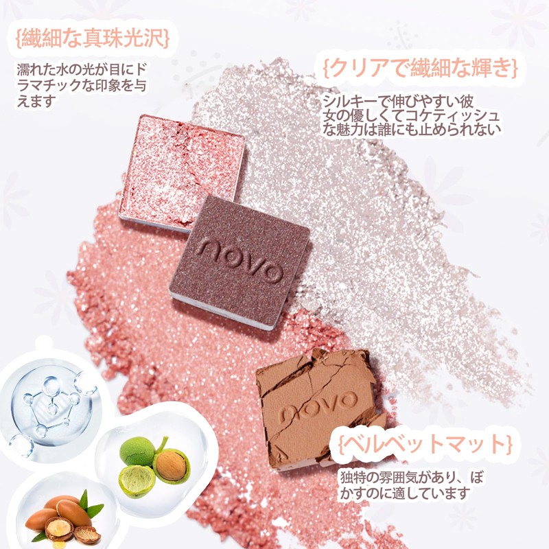 NovoUnow アイシャドウパレット 4色 ナチュラルメイク パール＆マット配合 目元立体·すみ防止 汗・皮脂に強い 持ち運び便利 ブルベ・ローズ対03#あかちゃこはく
