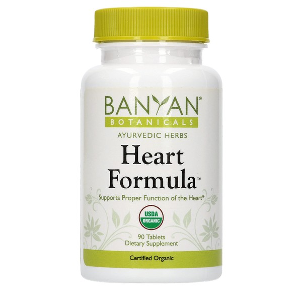 Banyan Botanicals Heart Formula – Organic Herbal Heart Health Supplement with Hawthorn Berry and ­­Guduchi – Supports Proper Function of The Heart* – 90 Tablets – Non-GMO Sustainably Sourced Vegan