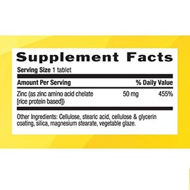 Country Life Country Life Chelated Zinc 50 mg - Certified Gluten-Free & Vegan Immune Support Supplement, Enhances Zinc Absorption, Supports Body's Protein Production & Cellular Health, 100 Vegetarian Tablets