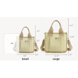 Tuobo Small Canvas Tote Bag with Zipper, Canvas Multi-Pocket Crossbody Bag Purse Top Handle Satchel Handbags