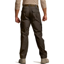 CQR Men's Tactical Pants, Water Resistant Ripstop Cargo Pants, Lightweight EDC Work Hiking Pants, Outdoor Apparel, Duratex Mag Pocket Dark Brown, 36W x 30L