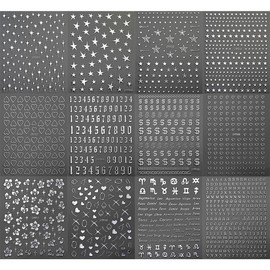 Star Letters Heart Flower Nail Art Stickers Nail Decals 3D Self-Adhesive Silver Star Letters Heart Flower Nail Art Design Sticker for Women Girls Nail Decoration Accessories Kit 12 Sheets