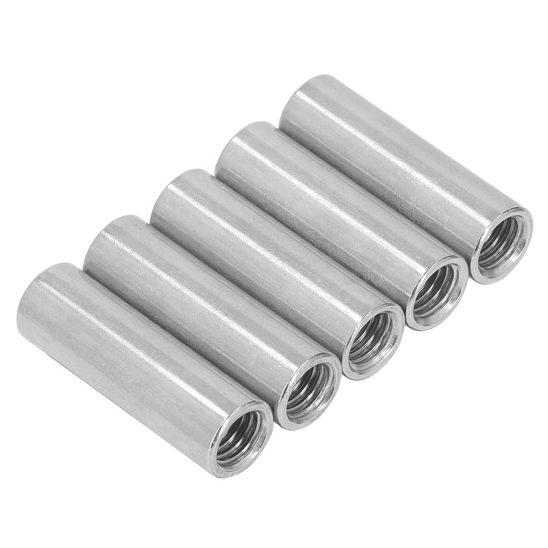 5PCS M12 Cylindrical Coupling Nuts 304 Stainless Steel Female Thread
