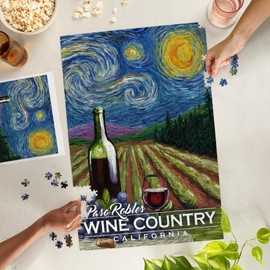 Lantern Press 1000 Piece Jigsaw Puzzle, Paso Robles Wine Country, California, Vineyard, Starry Night