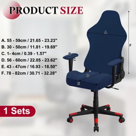 sourcing map Gaming Chair Covers, Stretchable Office Computer Chair Slipcover with Armrest Covers, Elastic Seat Protector for Office Reclining Racing Game Chair, Blue