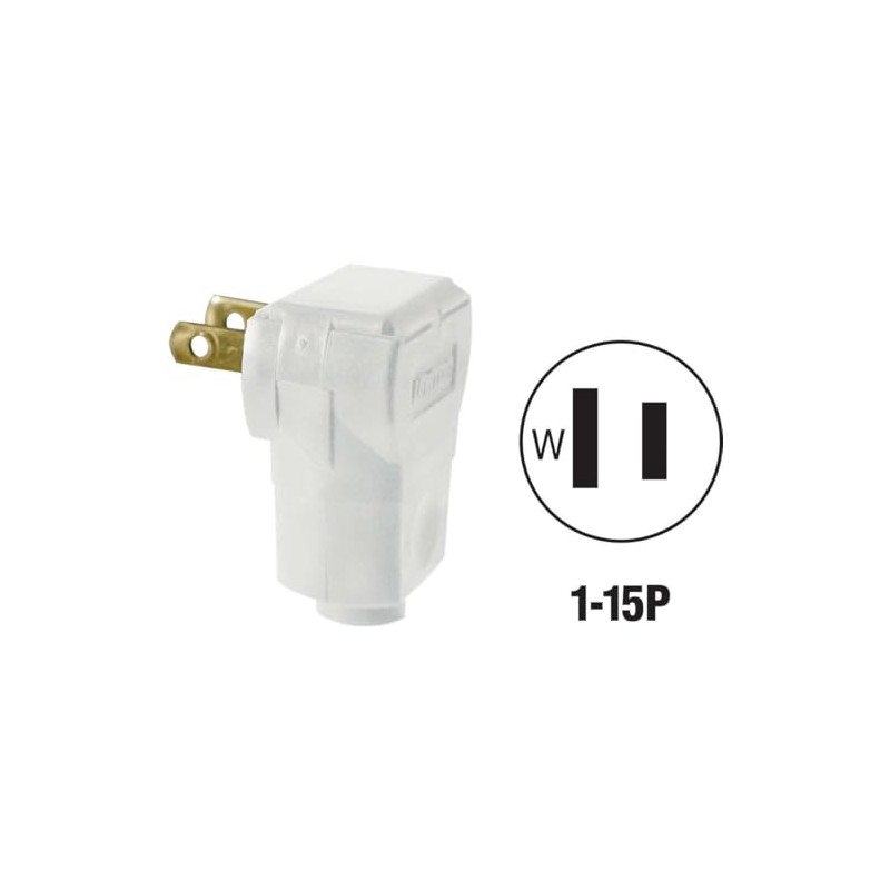 Leviton 15 Amp, 125 Volt 2-Pole 2-Wire, Non-Polarized Angle Plug,